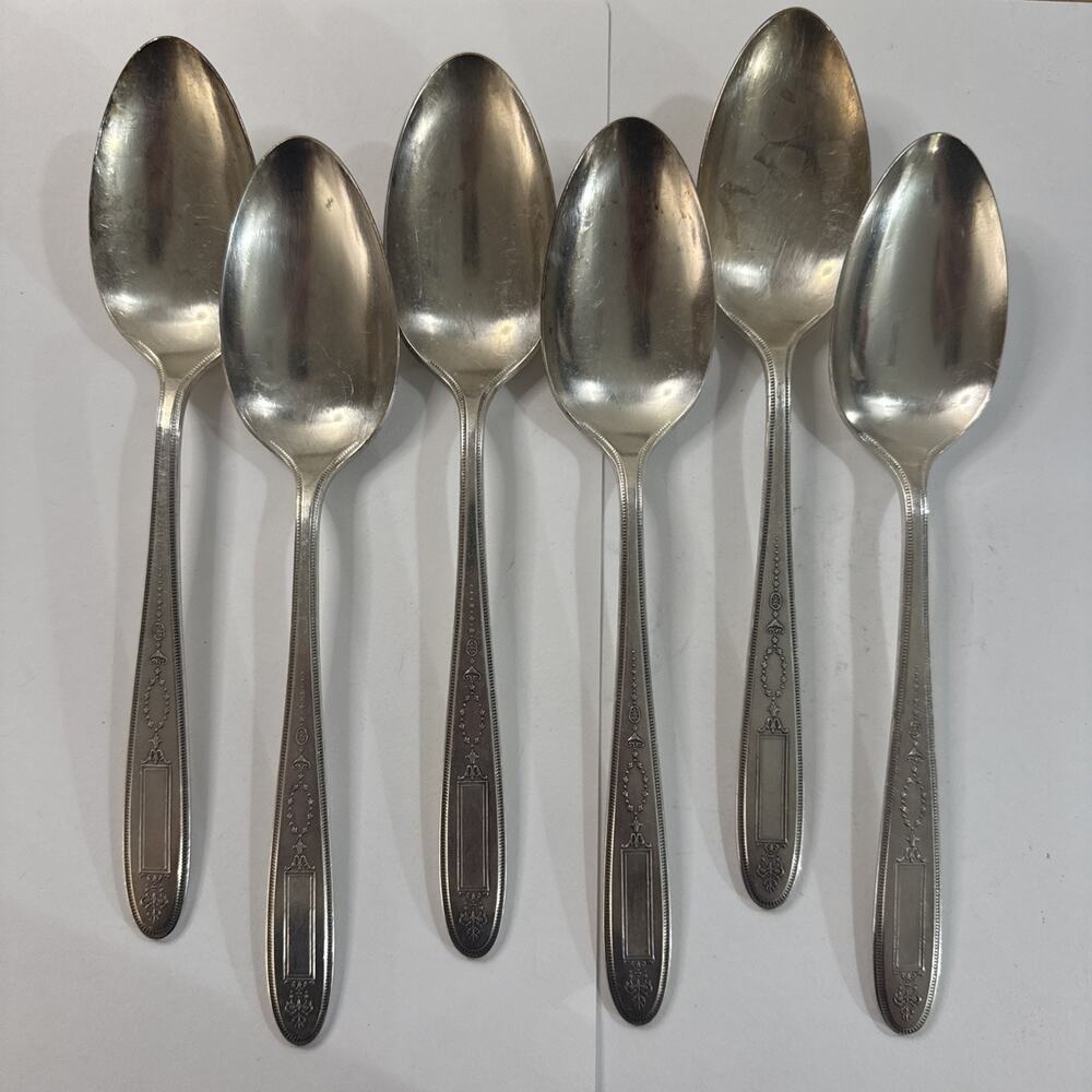 Set of 6 Vintage Oneida Community Plate Grosvenor Silverplate Tablespoons Spoons
